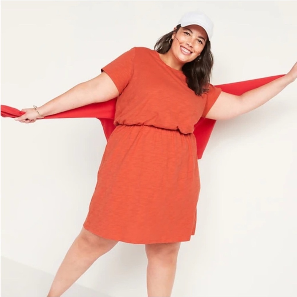 NWT- Old Navy Waist-Defined Short-Sleeve Slub-Knit Mini T-Shirt Dress Large